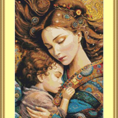 Mother and baby cross stitch pattern