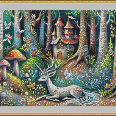 Magical forest cross stitch pattern