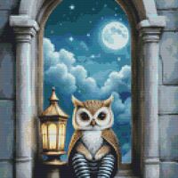 Lantern Owl Cross Stitch Pattern - Thumbnail 1