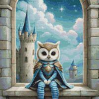 Knight Owl Cross Stitch Pattern - Thumbnail 1
