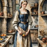 Kitchen Maid Cross Stitch Pattern - Thumbnail 2