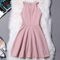 Pink Halter Summer Short Dresses, Teen Girls Dresses, Pink Dresses,1038 - Thumbnail 1