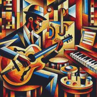 Guitar Player Cross Stitch Pattern - Thumbnail 1