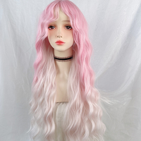 Y2K pink white gradient curly long wig - Thumbnail 1