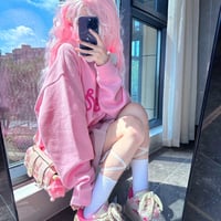 Y2K pink white gradient curly long wig - Thumbnail 5