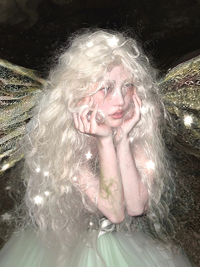Moonlight Elf Forest Series White Curly Long Wig