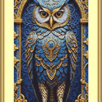 Gilded owl cross stitch pattern