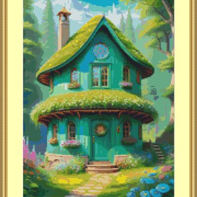 Green house cross stitch pattern