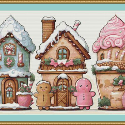 Gingerbread houses cross stitch pattern