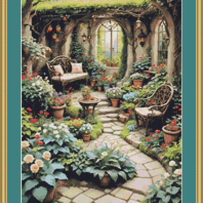 Garden plants cross stitch pattern