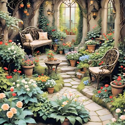 Garden plants cross stitch pattern