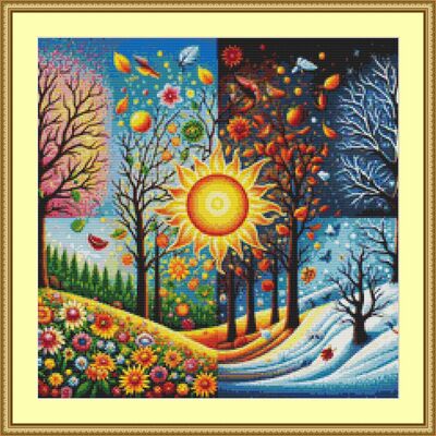 Four seasons cross stitch pattern - Thumbnail 1