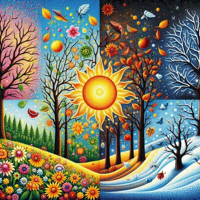 Four seasons cross stitch pattern