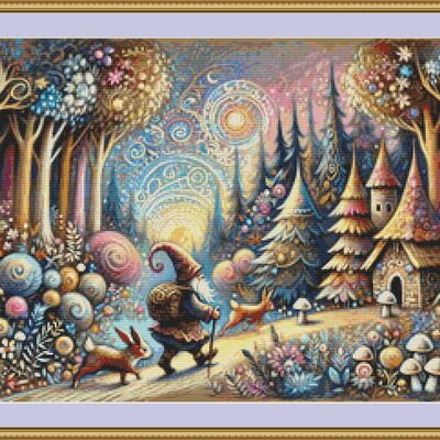 Forest gnome cross stitch pattern