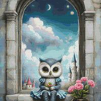 Flowers Owl Cross Stitch Pattern - Thumbnail 1