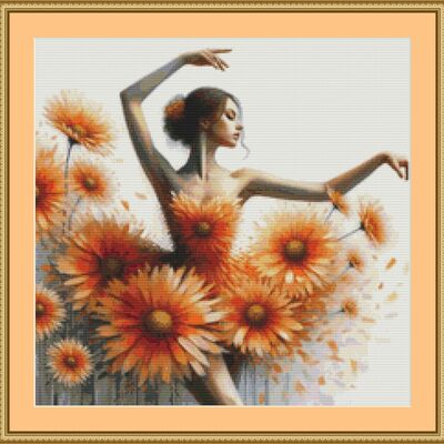 Floral ballerina cross stitch pattern