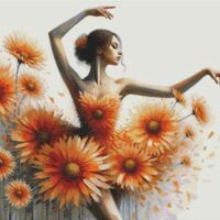 Floral Ballerina Cross Stitch Pattern - Thumbnail 1