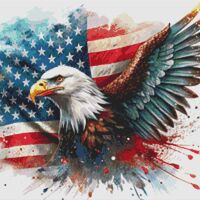 Flag And Eagle Cross Stitch Pattern - Thumbnail 1