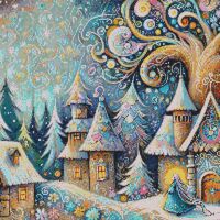 Fantasy Village Cross Stitch Pattern - Thumbnail 1