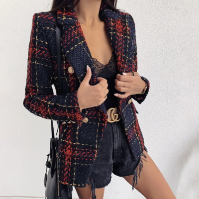 Classy navy/red tweed blazer