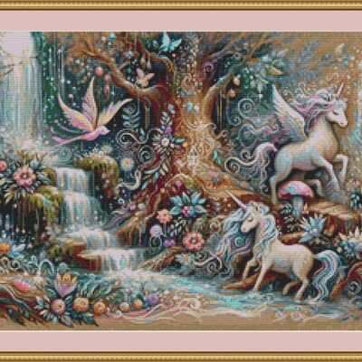 Enchanted unicorns cross stitch pattern