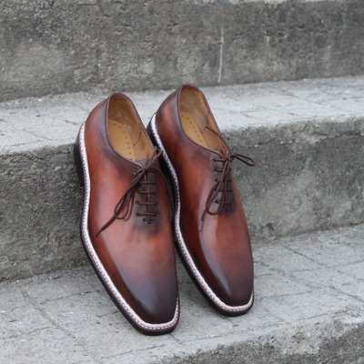 Crafted leather classic brown leather norwegian welted lace up dress shoes - Thumbnail 4