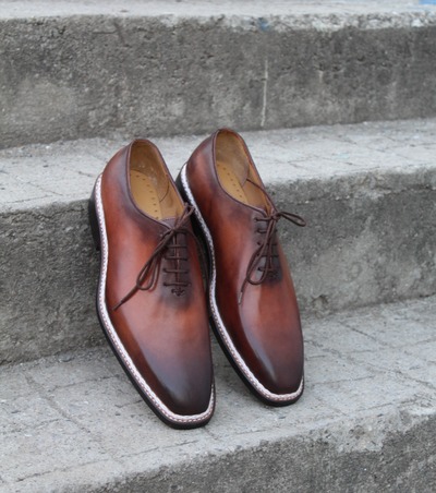 Crafted Leather Classic Brown Leather Norwegian Welted Lace up Dress Shoes