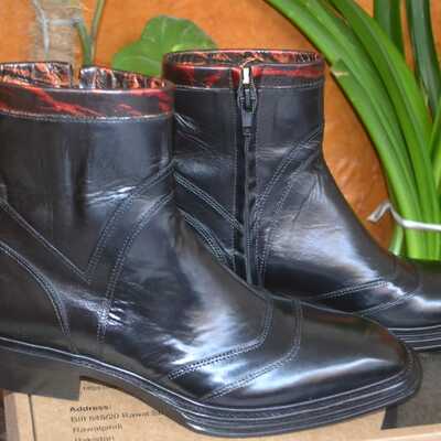 Crafted leather handmade black calf leather side zipper jodhpur dress boots