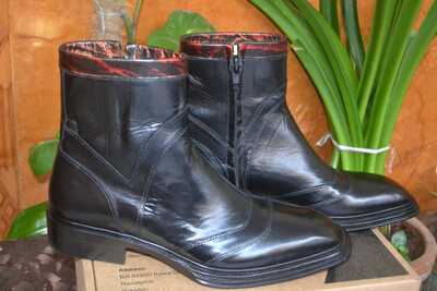 Crafted Leather Handmade Black Calf Leather Side Zipper Jodhpur Dress Boots