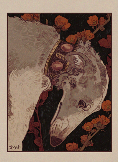 "Collar" - borzoi print