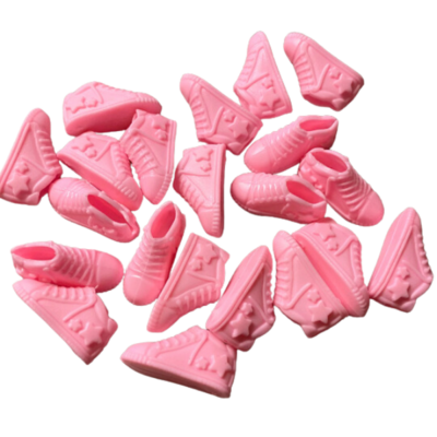 10 pairs of pink tennis shoes for fashion dolls