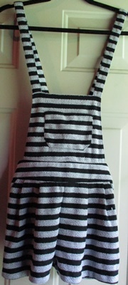 Liz Lisa Doll Grey Black Stripe Overall Shorts