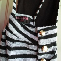 Liz Lisa Doll Grey Black Stripe Overall Shorts - Thumbnail 1