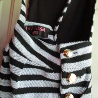 Liz lisa doll grey black stripe overall shorts