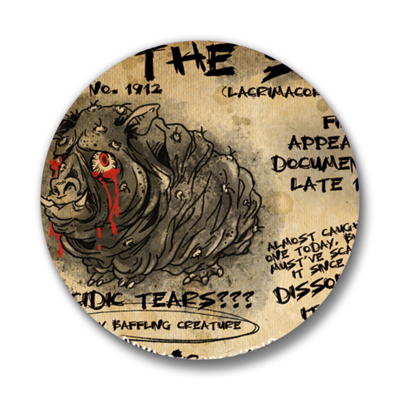 Cryptid studies: squonk pinback buttons