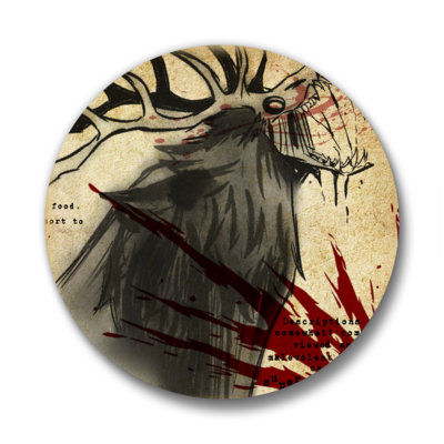 Cryptid studies: wendigo pinback buttons