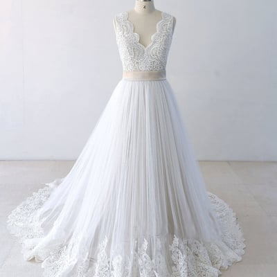 Boho wedding dresses, beach wedding dresses, simple wedding gowns, modest wedding dresses,1048