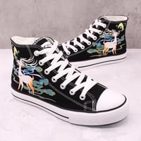 Moon Sky Elk Hand-painted Shoes,Mountain Flying Deer Canvas Shoes,Customized Shoes,Men's Shoes,Women's Shoes - Thumbnail 3