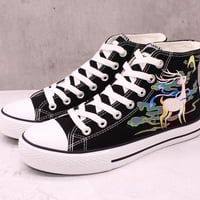 Moon Sky Elk Hand-painted Shoes,Mountain Flying Deer Canvas Shoes,Customized Shoes,Men's Shoes,Women's Shoes - Thumbnail 4