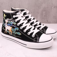 Moon Sky Elk Hand-painted Shoes,Mountain Flying Deer Canvas Shoes,Customized Shoes,Men's Shoes,Women's Shoes - Thumbnail 5