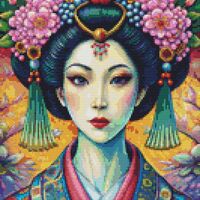 Elegant Geisha Cross Stitch Pattern - Thumbnail 1
