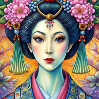 Elegant Geisha Cross Stitch Pattern - Thumbnail 2