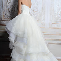 Elegant Hi-lo Wedding Dress,New Elegant White Strapless Lace Wedding Dress High Low Long Bridal Dress,1773 - Thumbnail 1