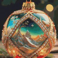 Elegant Bauble Cross Stitch Pattern - Thumbnail 1