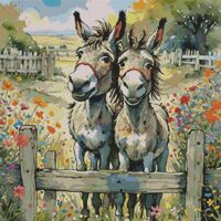 Donkeys Cross Stitch Pattern - Thumbnail 1