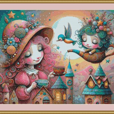 Cup of tea cross stitch pattern