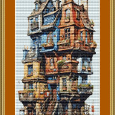Crazy houses cross stitch patterns