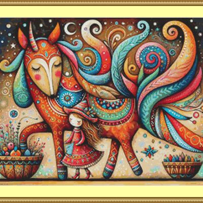 Colourful unicorn cross stitch pattern