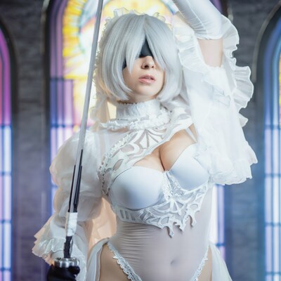 White bride 2b in shibari 2