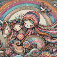 Colourful Girls Cross Stitch Pattern - Thumbnail 1